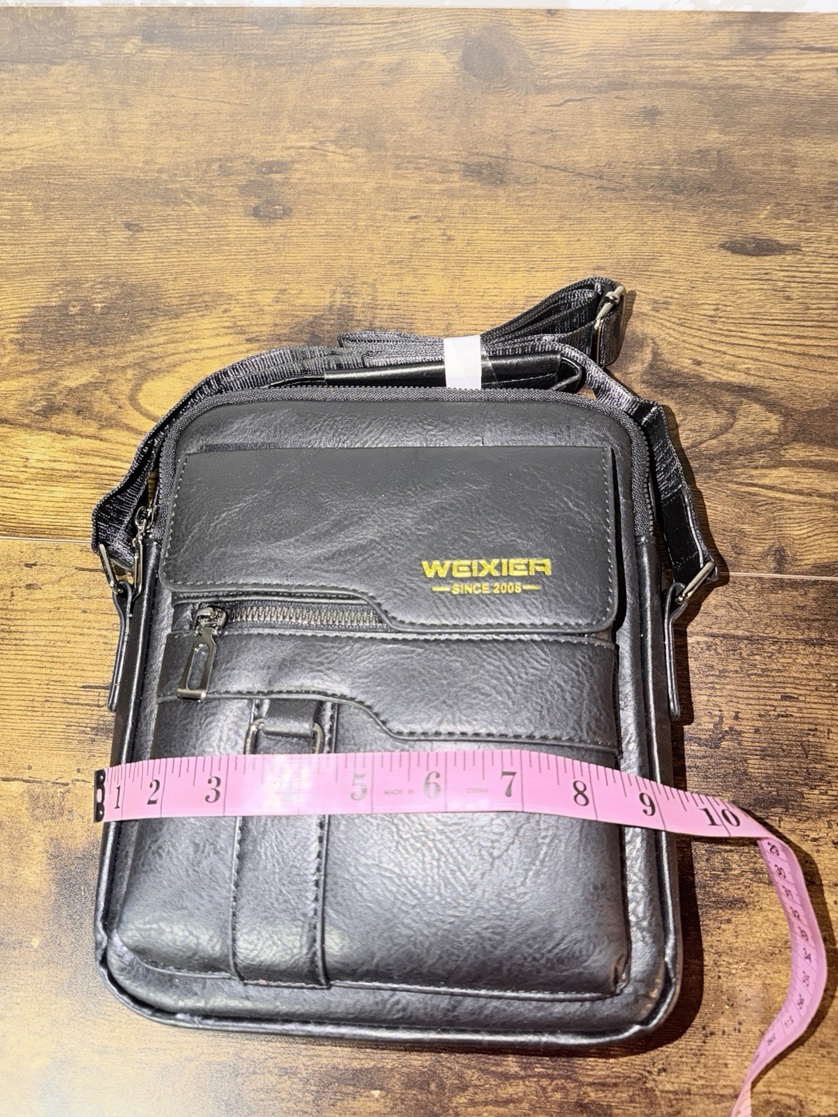 NWT! WEIXIER Men’s Crossbody Shoulder PU Leather Messenger Bag – Black
