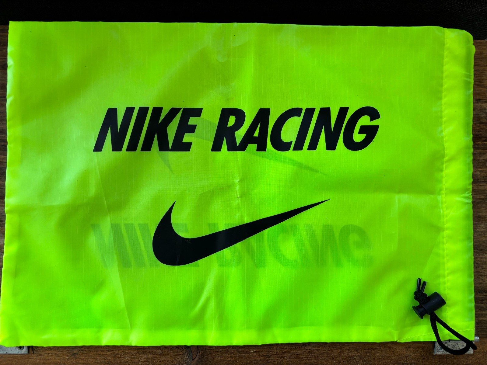 Nike Racing Track & Field Neon Yellow Drawstring Shoe Bag 16.5″x11.5″