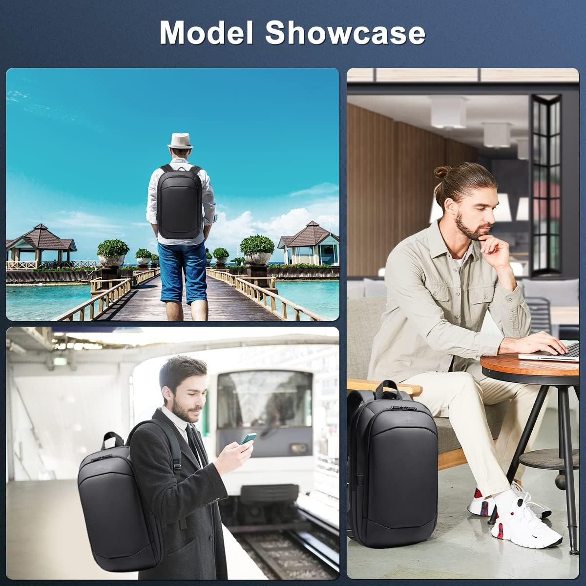 Expandable Laptop Backpack 15L 27L Waterproof Business Travel Bag USB