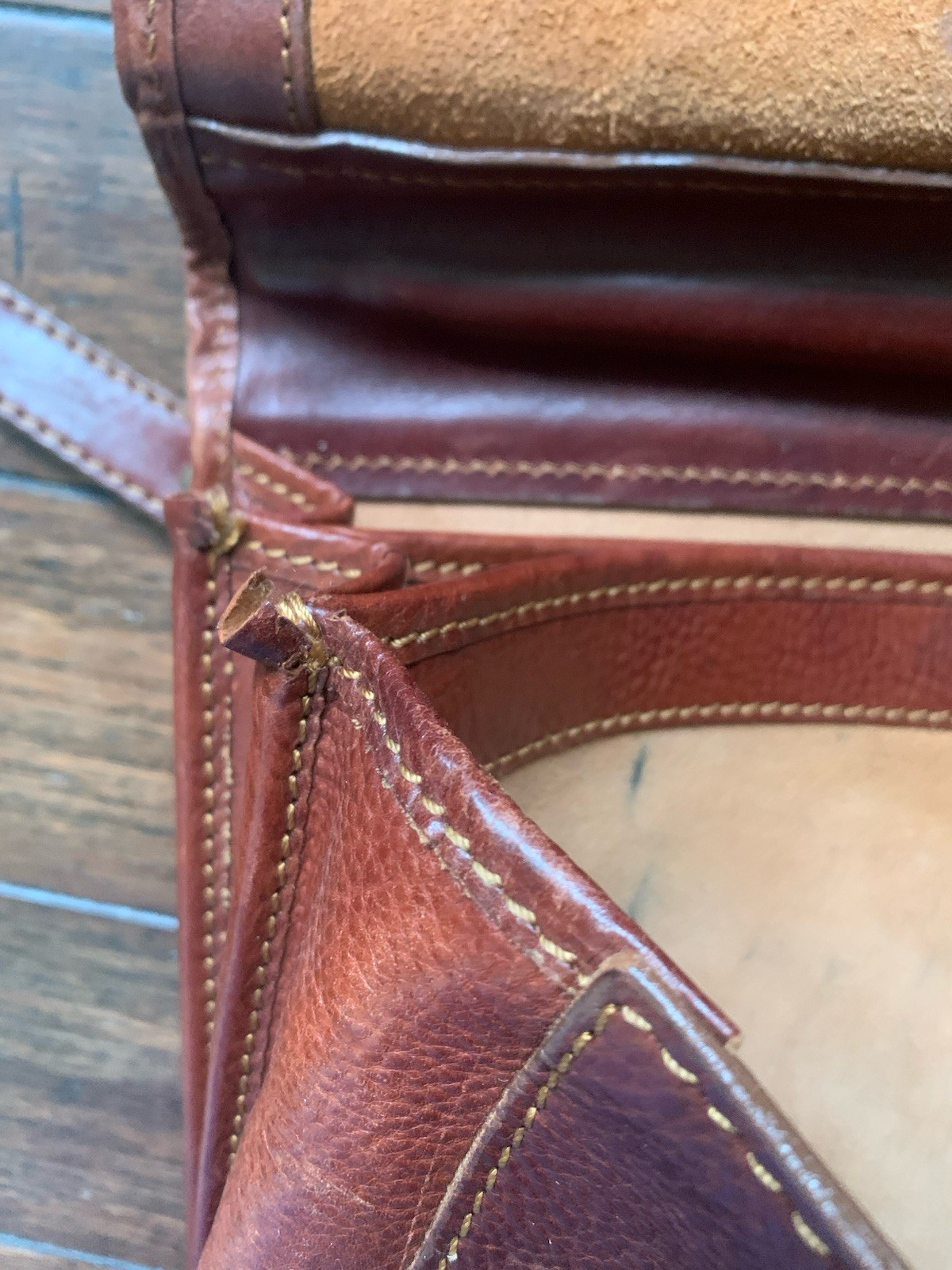 Floto Leather Briefcase Brown Made In Italy Pre-owned Good Condition