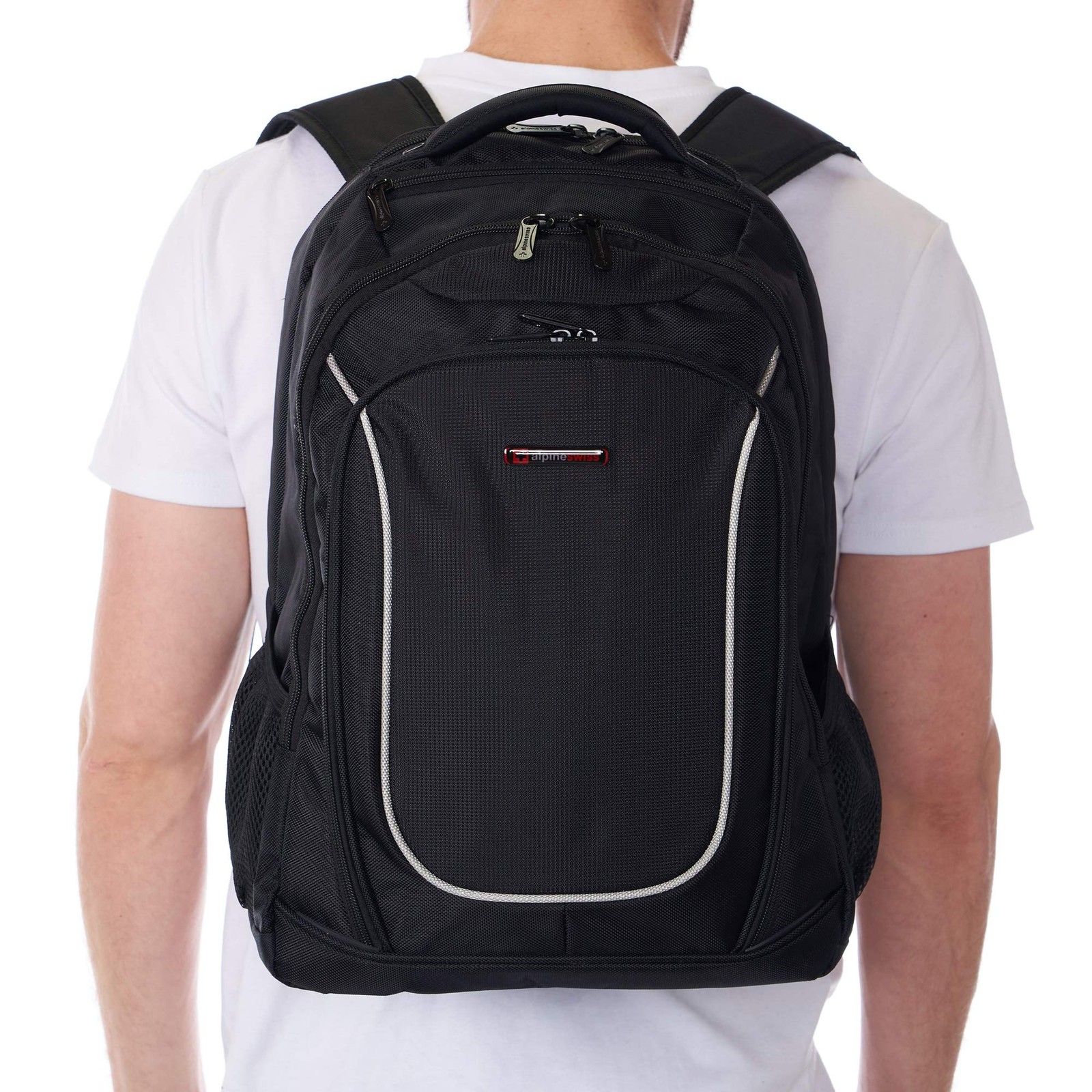 15.6″ Laptop Backpack with Sleeve, Durable Black Design for School or Travel