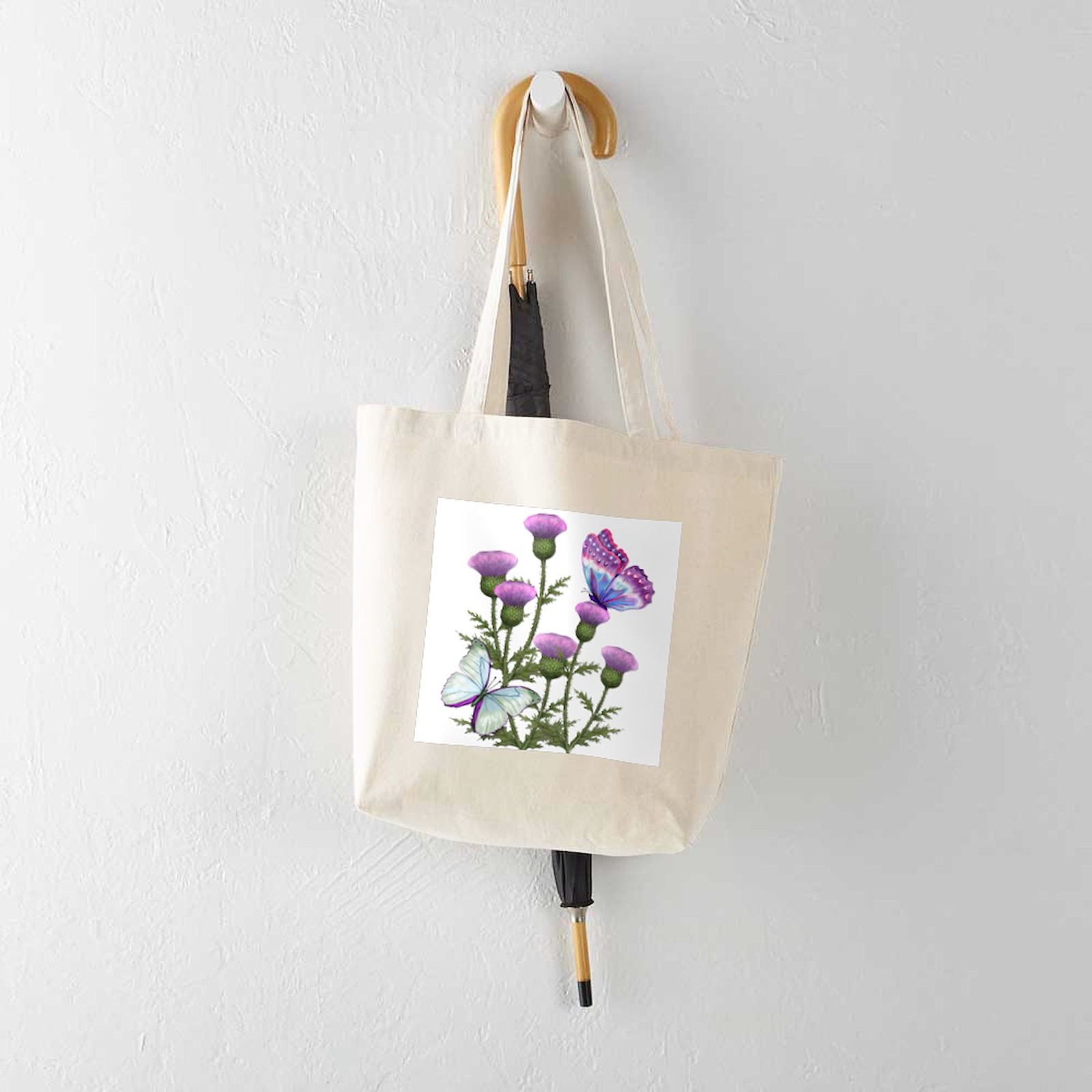 CafePress Thistles And Butterflies Tote Bag (10910249)
