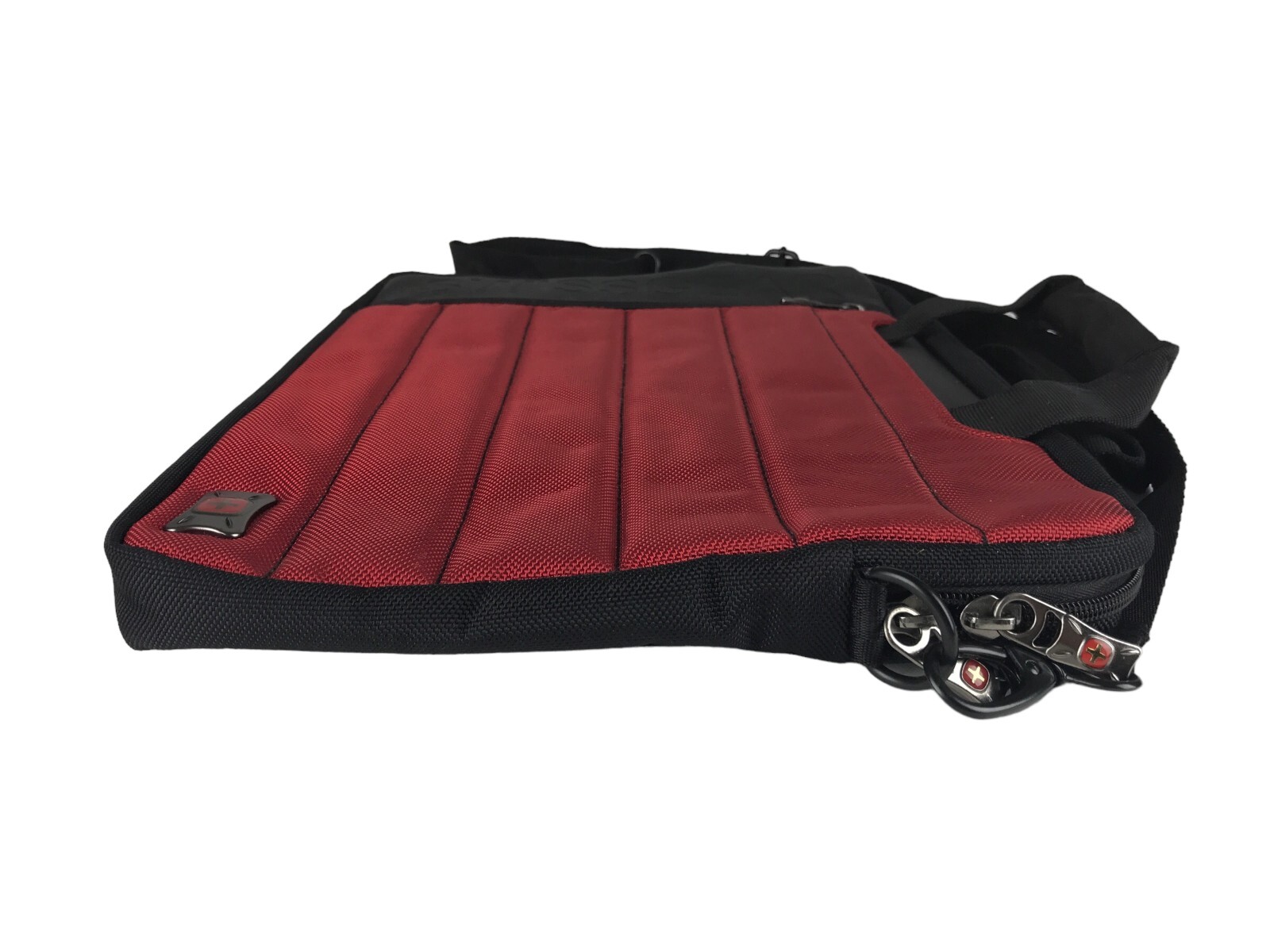 Swiss Gear Unisex Red Black Canvas Outer Pockets Detachable Strap Laptop Bag