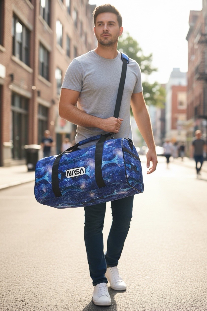 NASA Galaxy H3 Sportgear Duffel Blue Space Travel Gym Bag NEW