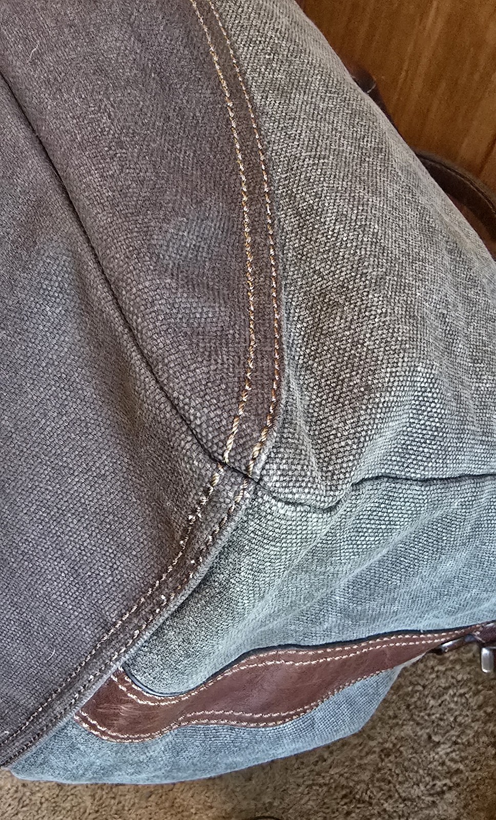 Fossil Canvas Leather Duffle Bag Army Green Adjustable Removeable Strap
