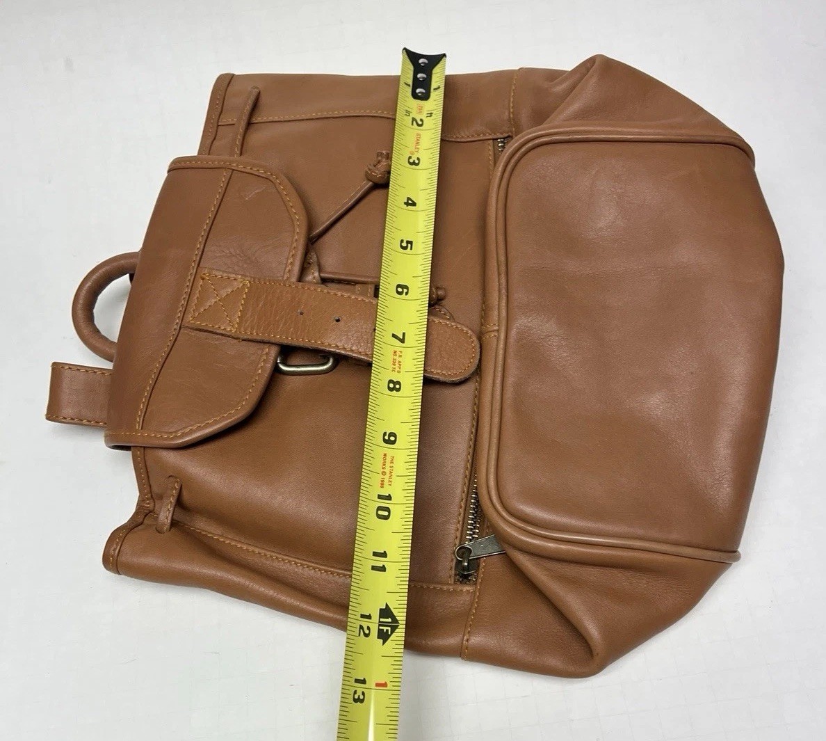 Vintage Marlboro Drawstring Buckle Leather Zip Backpack Purse Bag ~ Brown
