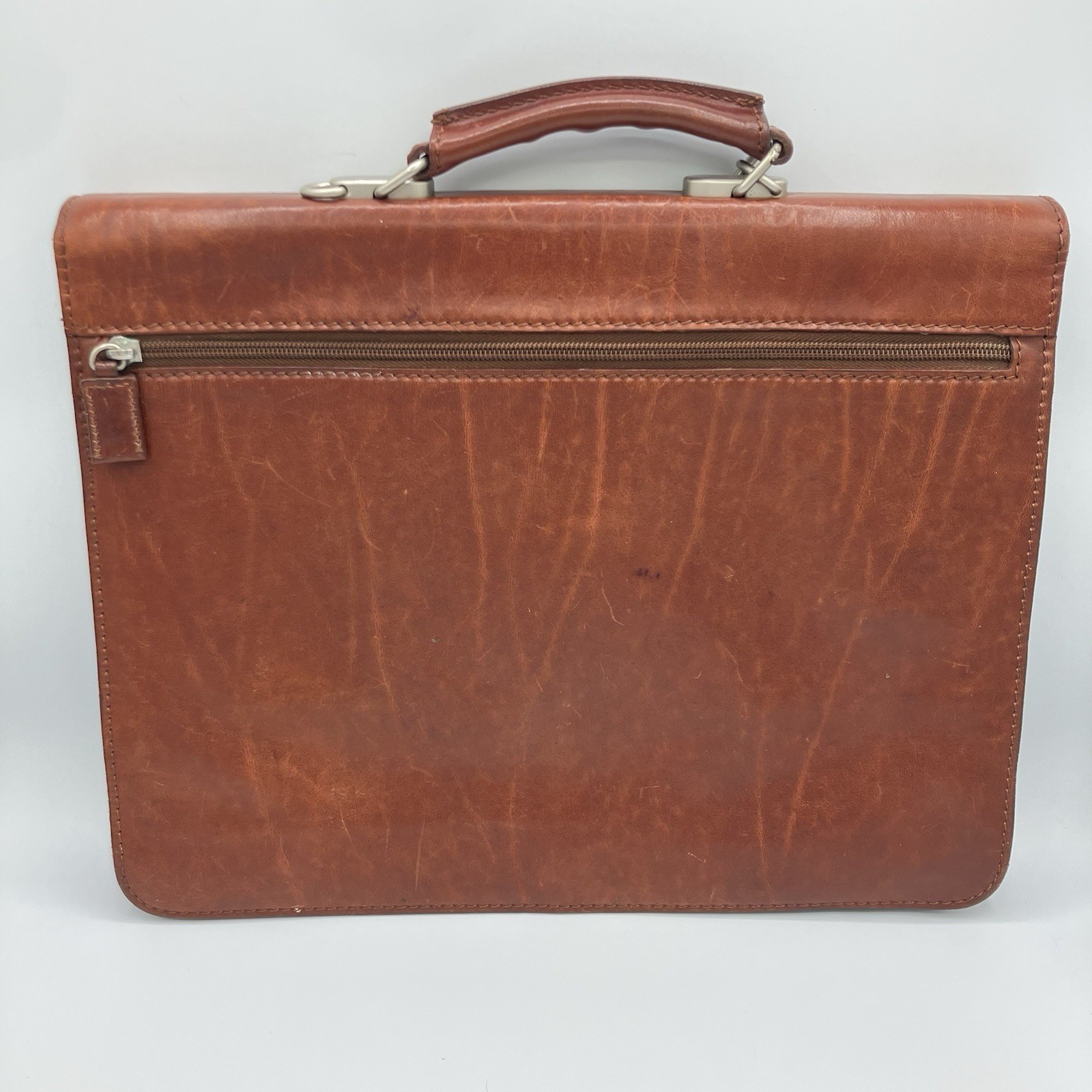Vintage T Anthony Soft Flap Briefcase Italy Brown Leather Handle Pockets