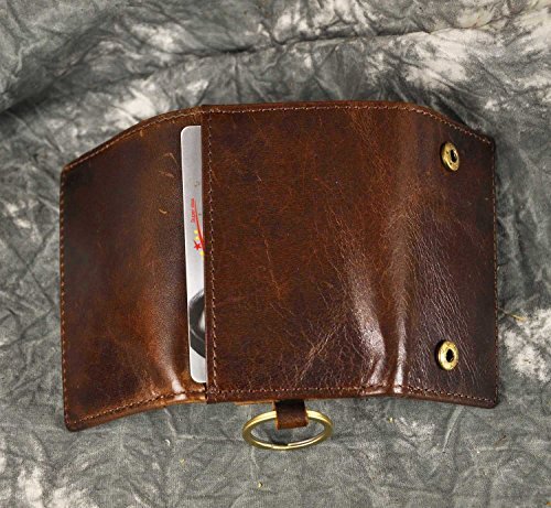 Mens Genuine Leather Car Key Case Loop Hook Coin Case Cover Wallet Snap