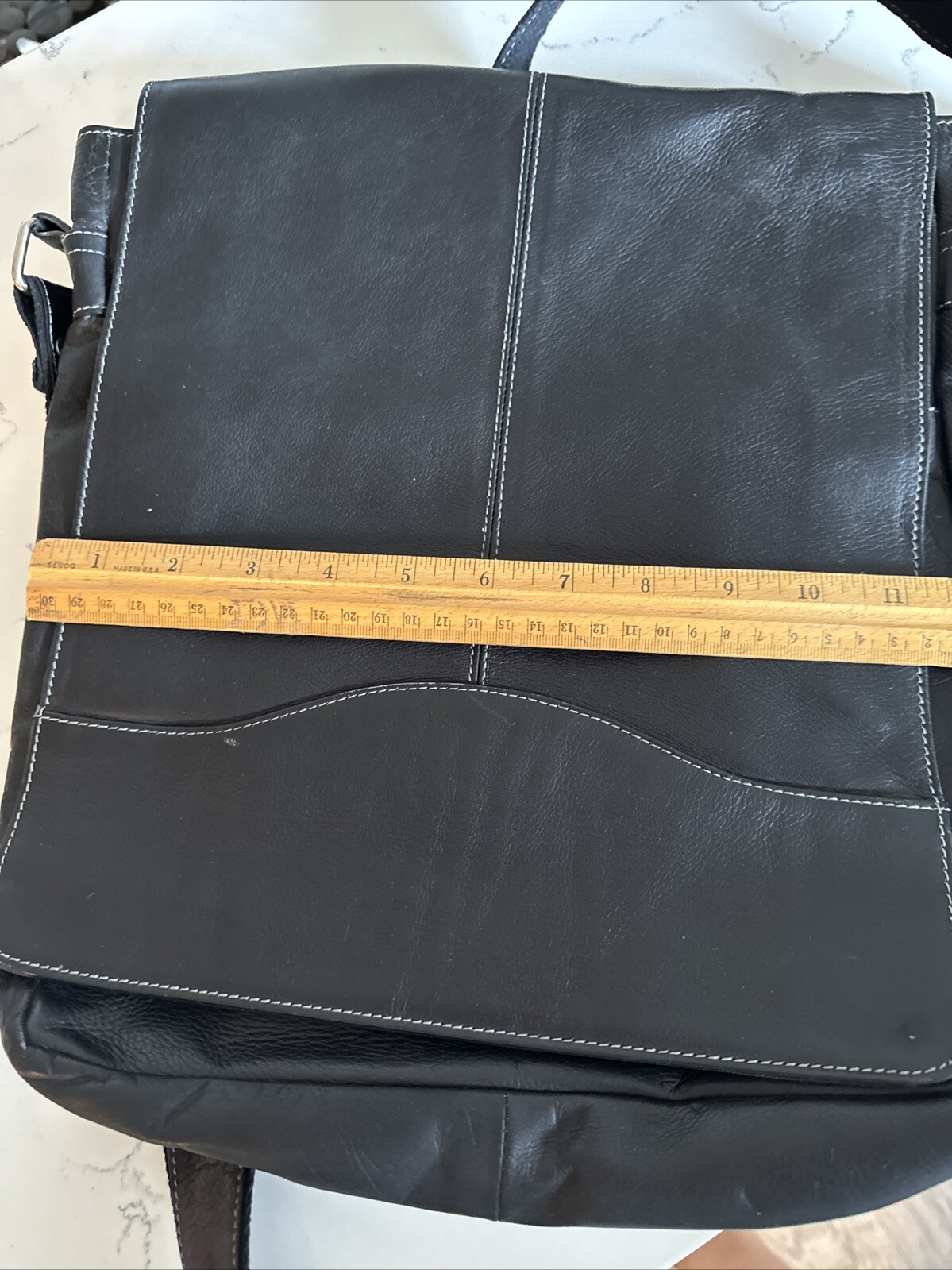 Colombia Black GENUINE LEATHER FLAP ZIP TOP MESSENGER SHOULDER BAG