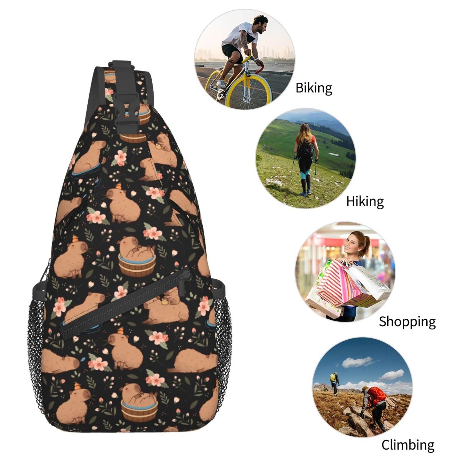 Butterflies Sling Bag, Crossbody Backpack, Women Men, Travel, Hiking, Chest