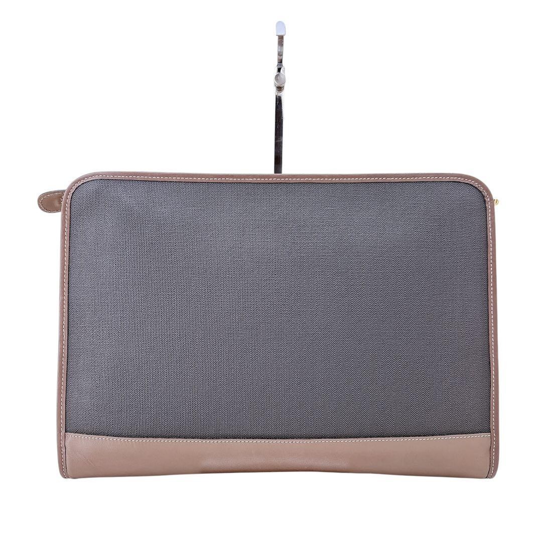Dunhill Dark Brown PVC Leather Clutch Bag Men’s Size 28cm Authentic