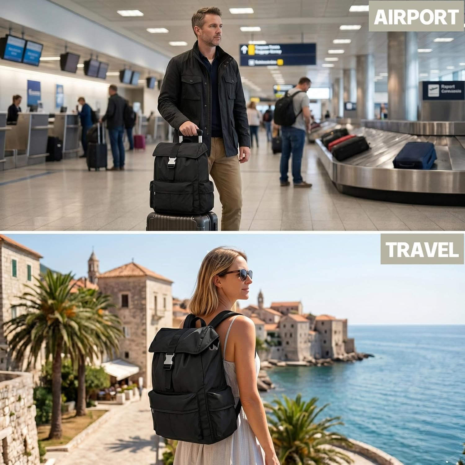 Black Lightweight Backpack for Travel Light Weight Design All Day Comfort | Men’