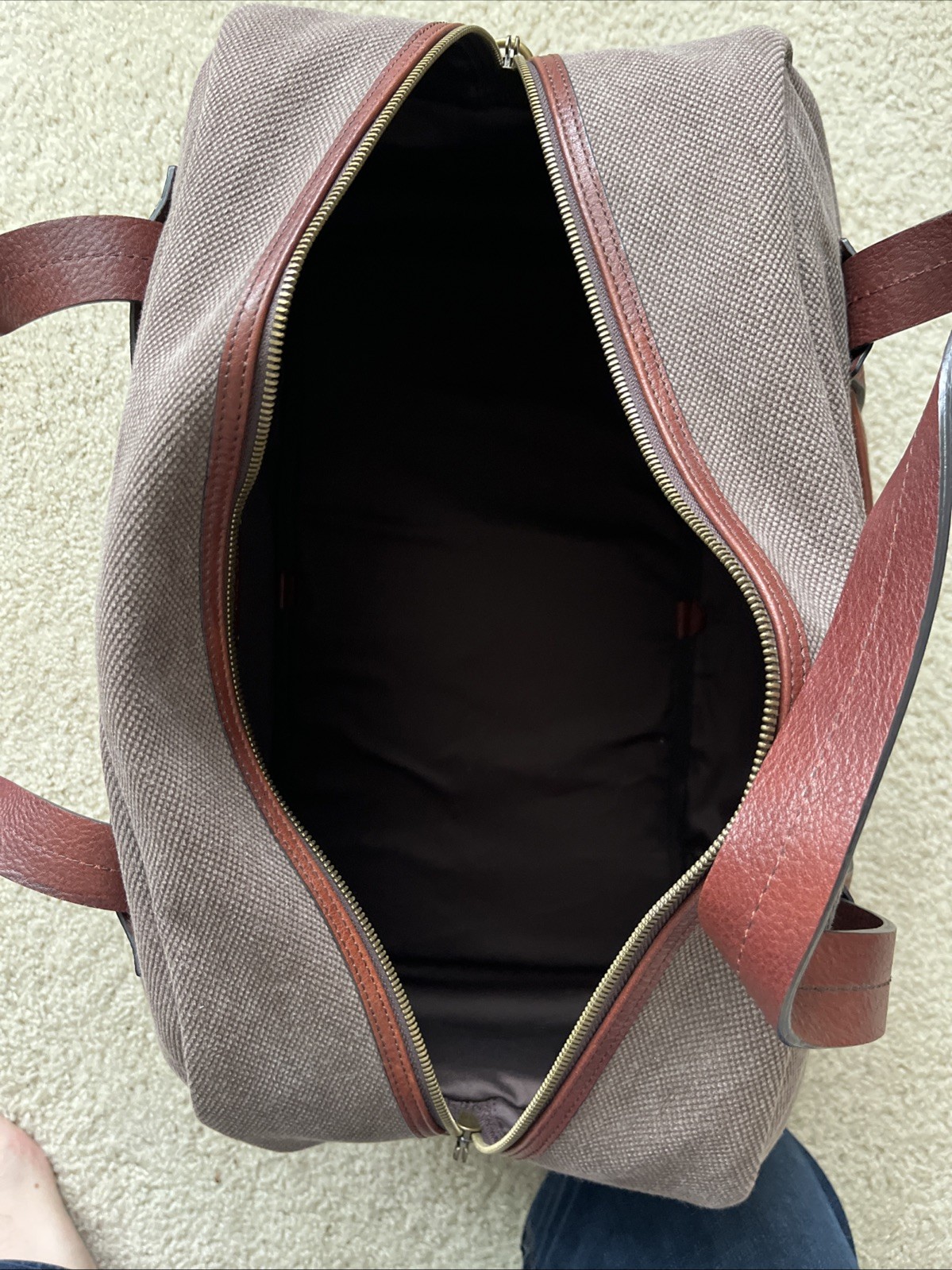 Bosca Men’s Canvas/Washed Leather Collection – Duffel w/ Strap Designer $455