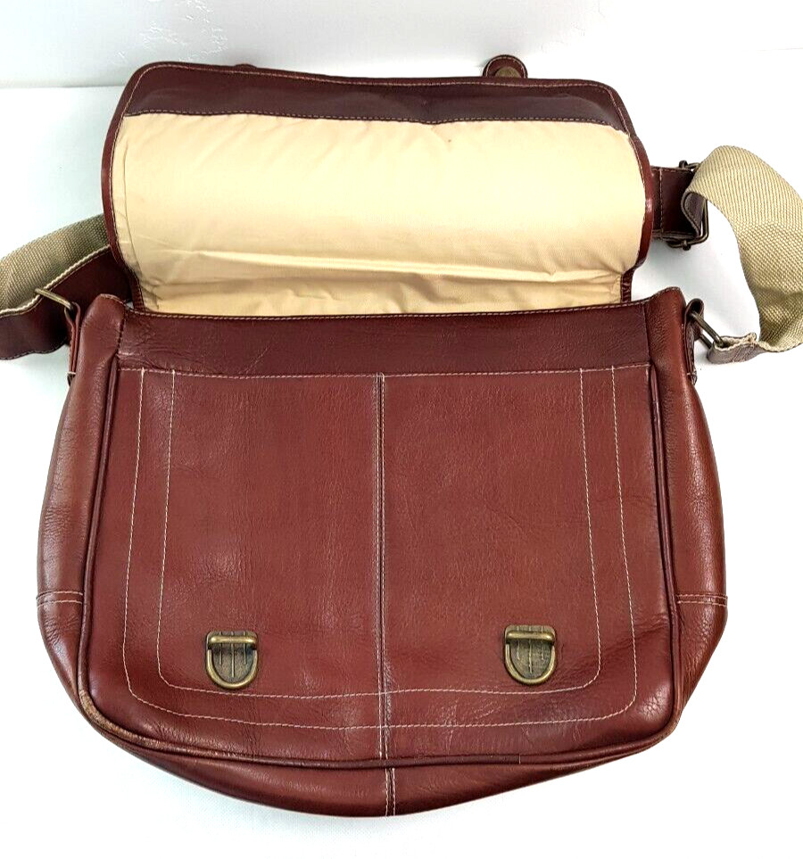 AMERICAN CREW Men’s Leather Messenger Work Bag Crossbody Bag Brown
