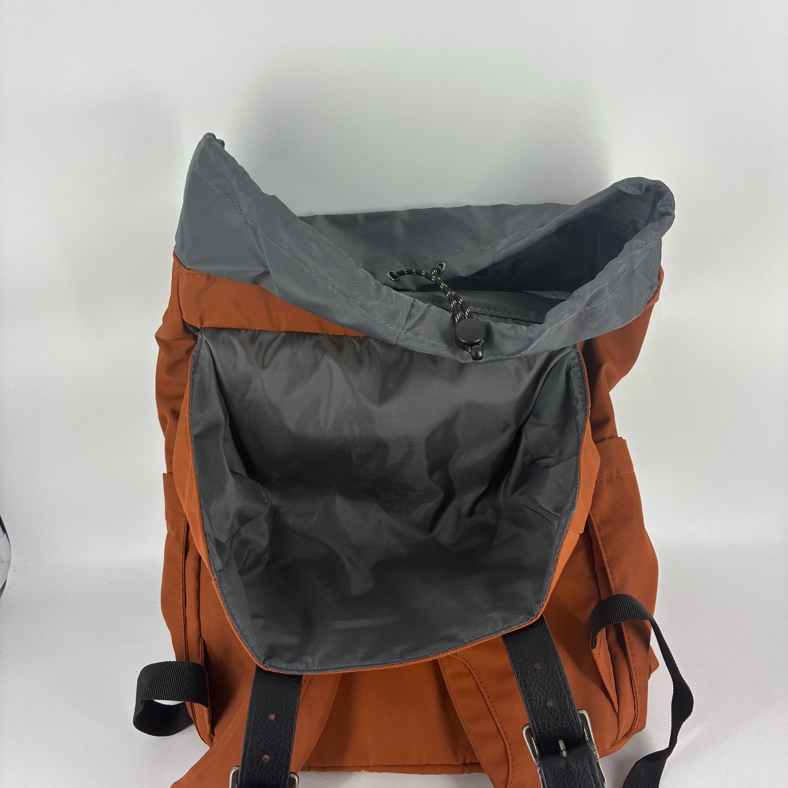 Open Story Fitted Flap Backpack Rust Amber Brown Magnetic Closure