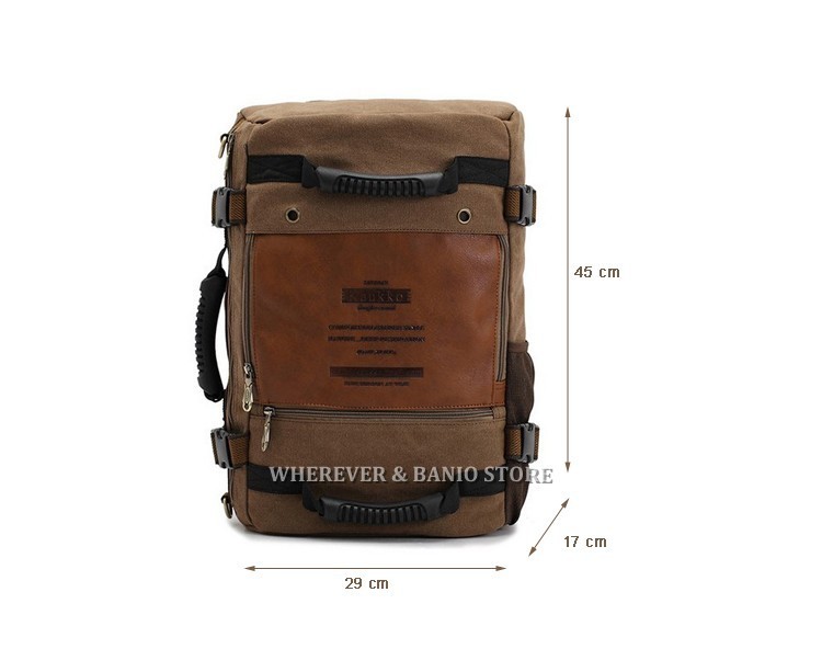KUAKKO Men Canvas Laptop Backpack Outdoor Sport Shoulder Travel bag Tactical 45L