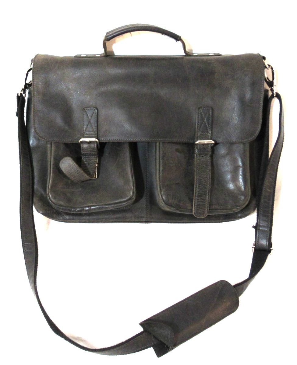 KomalC Buffalo Leather Distressed Brown Briefcase Laptop Messenger Bag 16″ Inch