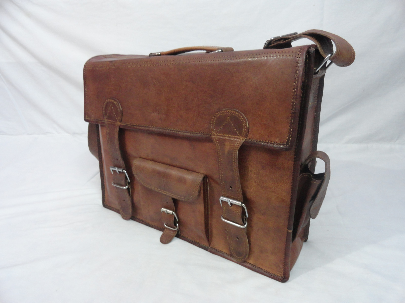 18 In Genuine Leather Messenger Bag Office Briefcase Laptop Satchel Shoulder Bag