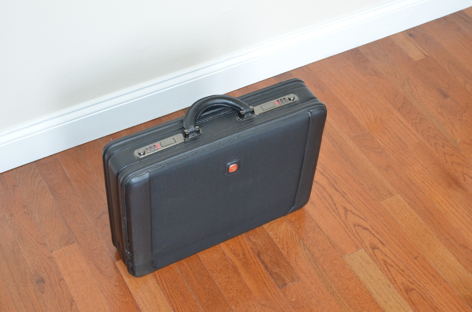 Alpine Swiss Leather Attache Briefcase with Combination Locks Hard Case