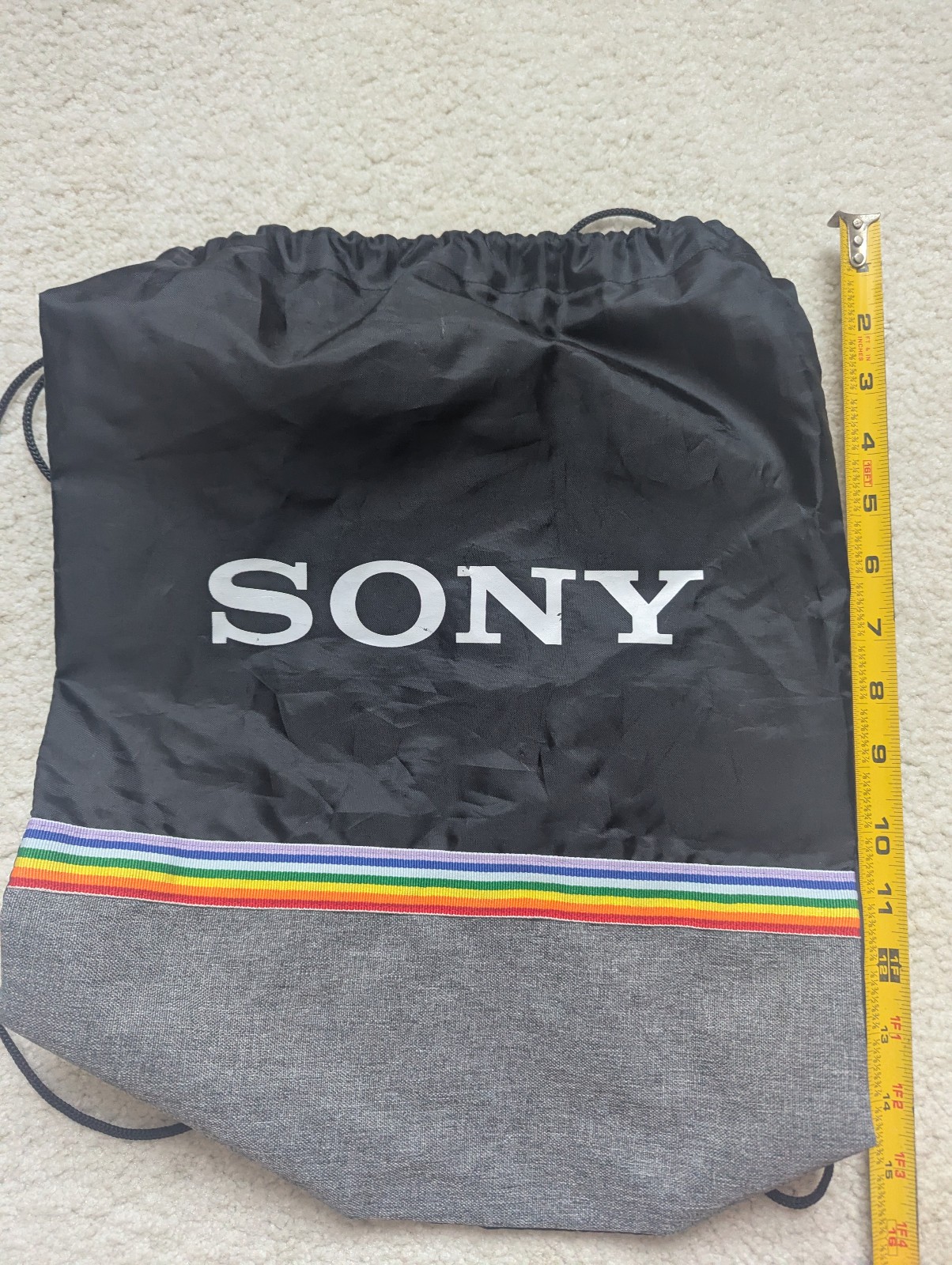 new sony tote backpack bag black rainbow stripes art trinitron color promo vtg