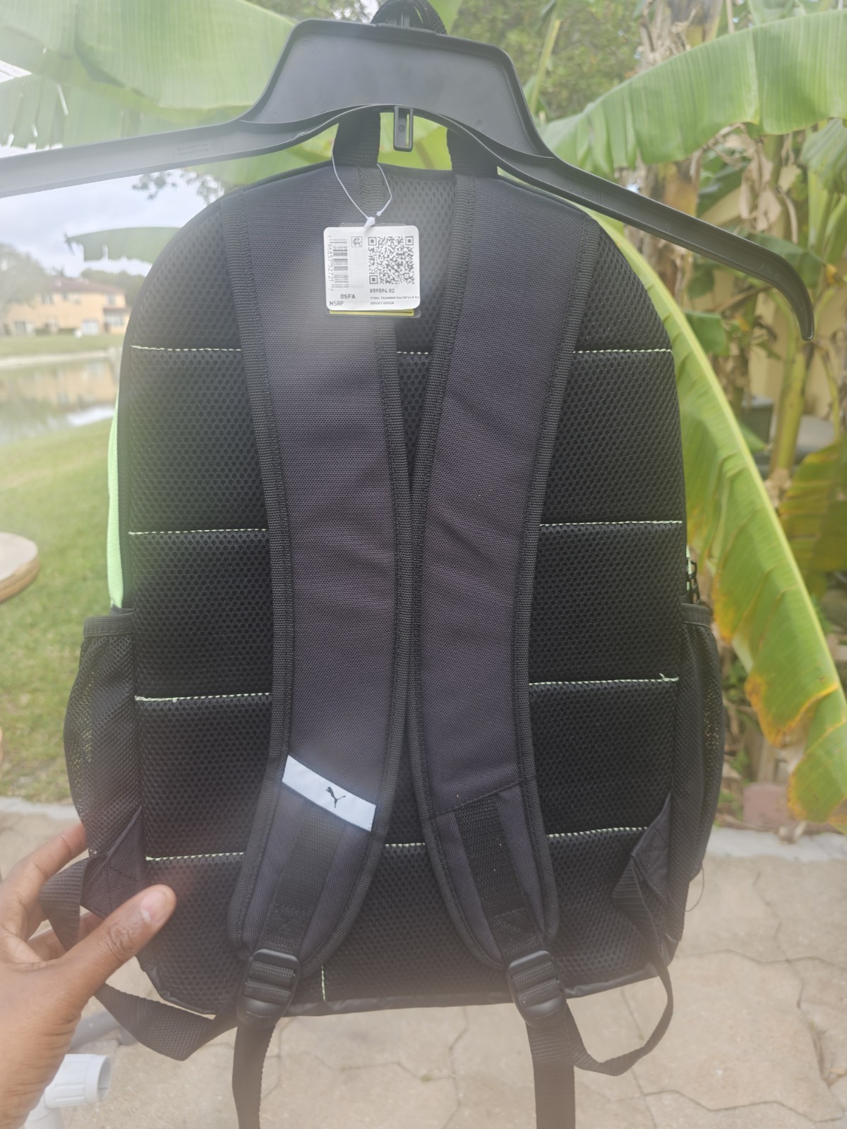 PUMA 15″ Laptop Training Backpack Black and fluorescent green 859594-02 Large