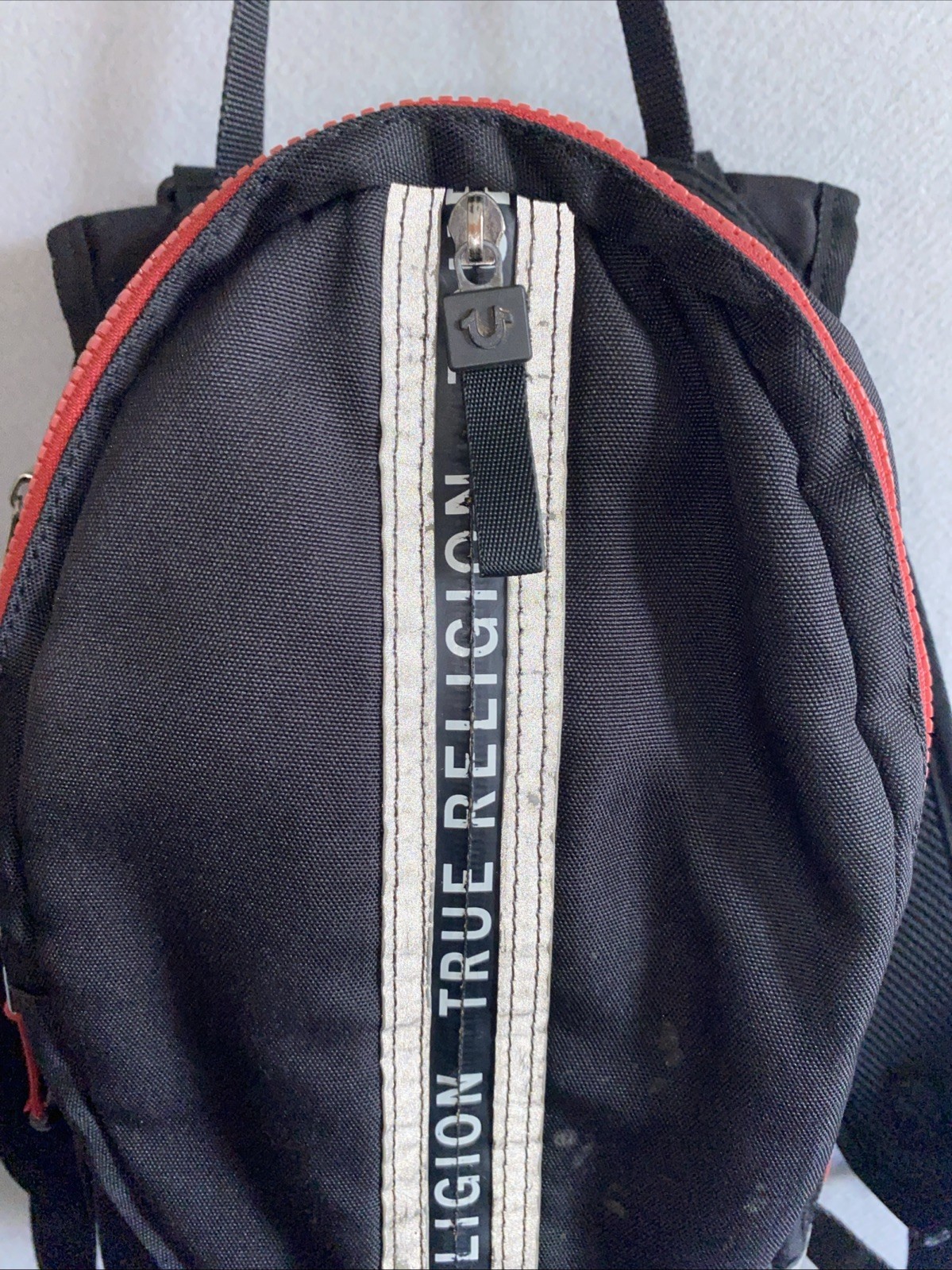 True Religion Backpack 14” Black/Red Zip Inner Pockets Shoulder Straps