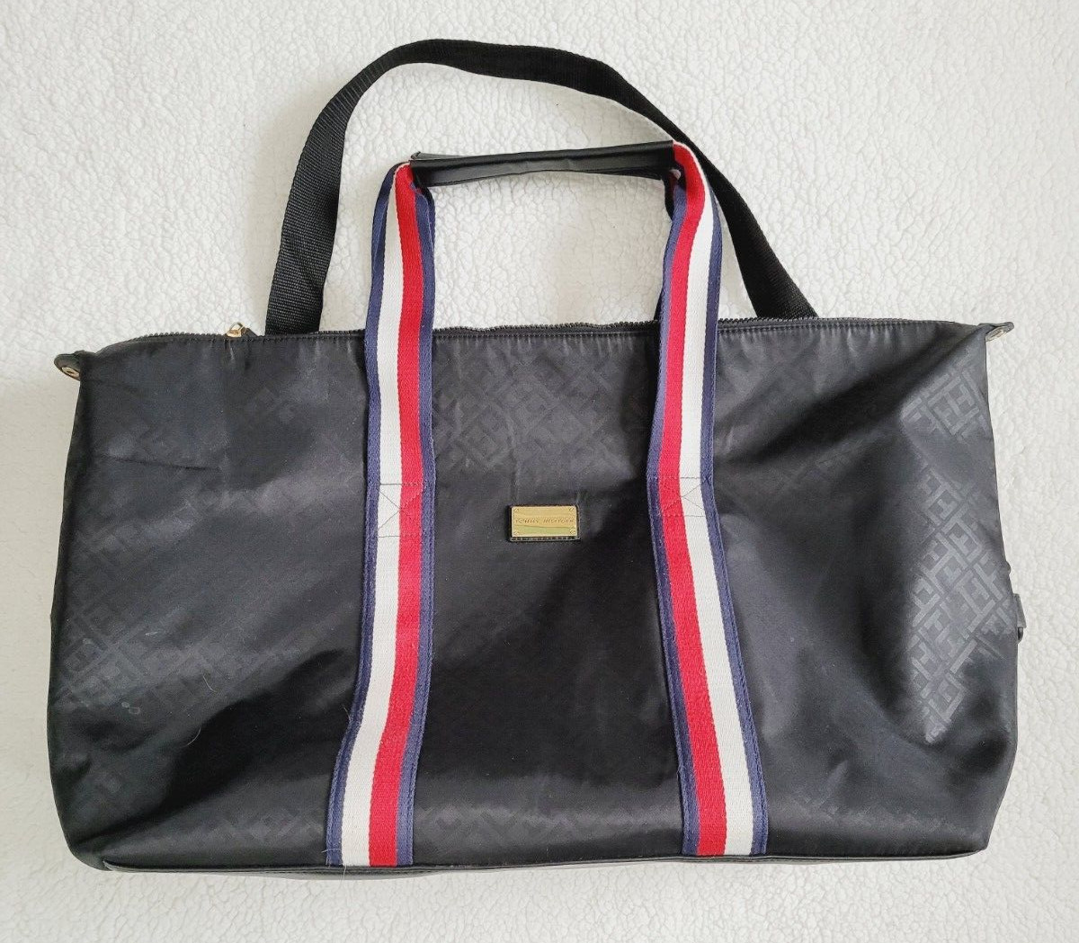 Tommy Hilfiger Weekender Tote Bag Black w/ Compartments and Handles Mega Space