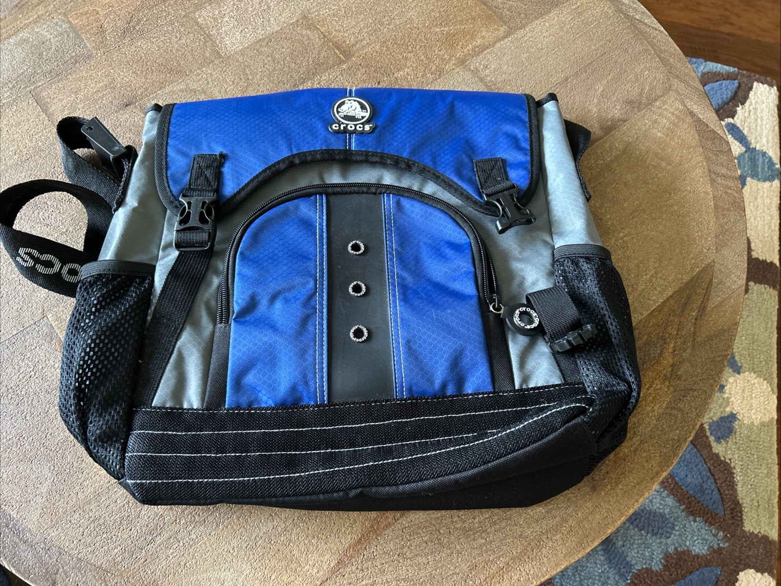 Crocs Y2K Bag Purse Messenger Computer Laptop Travel Adjustable Strap Blue