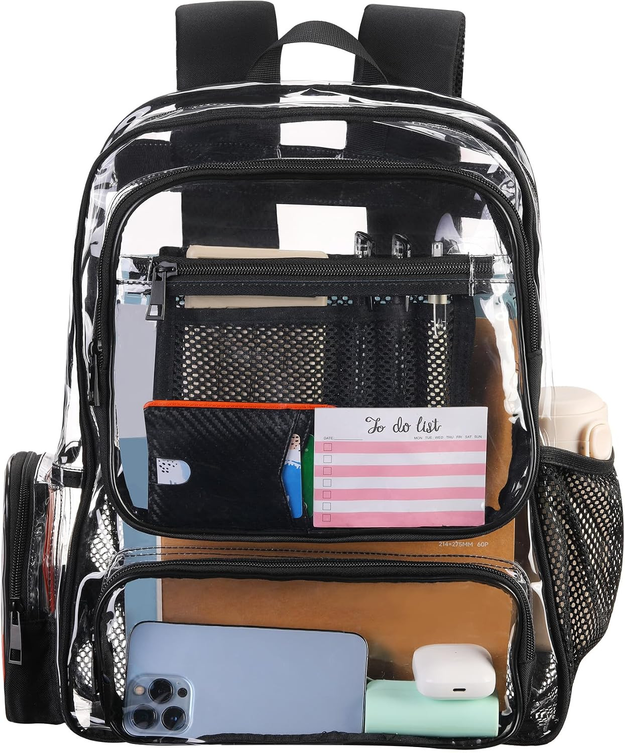Heavy Duty Clear Backpack Transparent Bookbag | See through Plastic Daypack Work