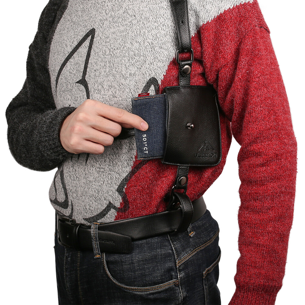 Anti-Theft Hidden Underarm Strap Wallet Double Shoulder Pouch Holster Phone Bag