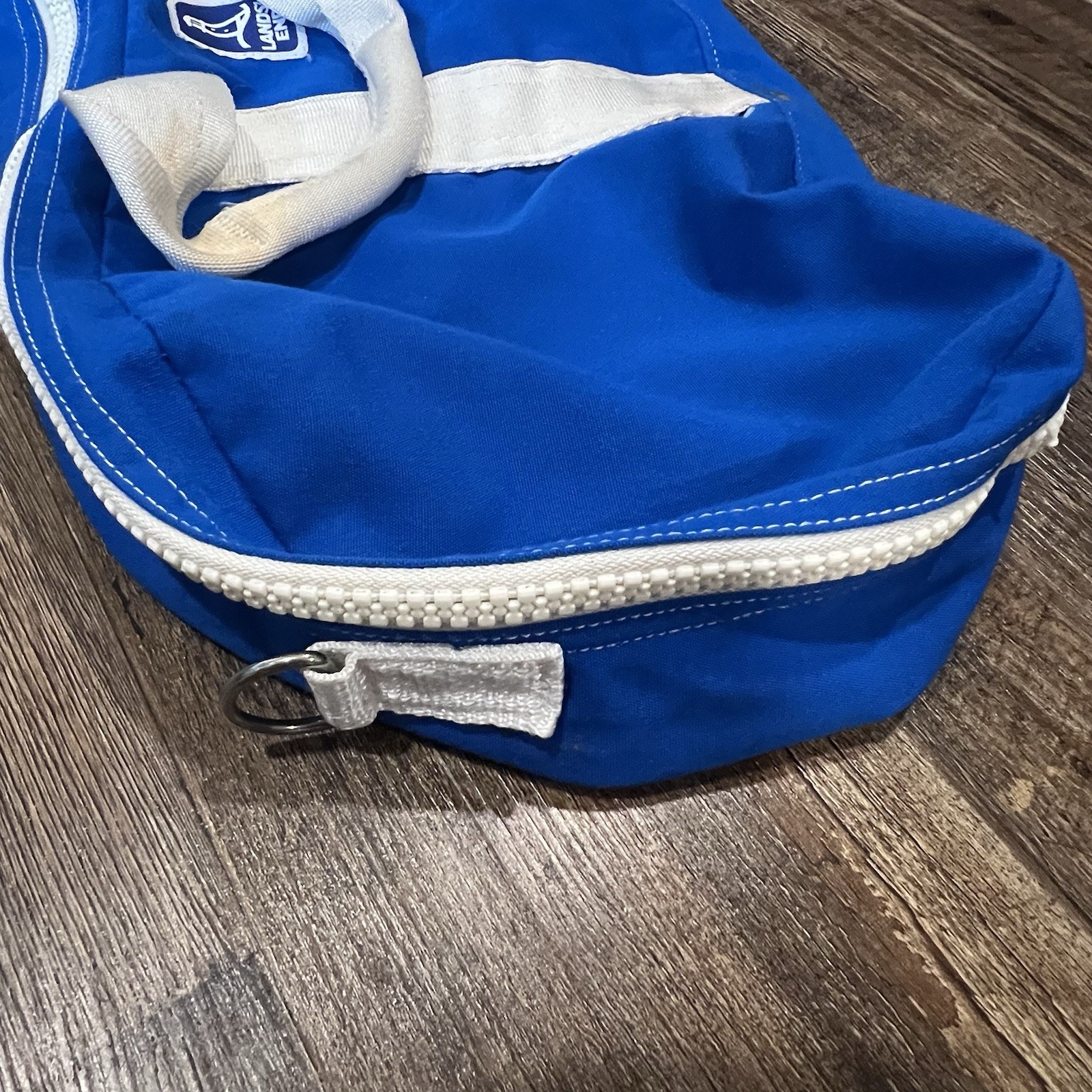 Vintage Land’s End Lighthouse Zip-Around Nylon Duffel Bag Retro Royal Blue 1980s