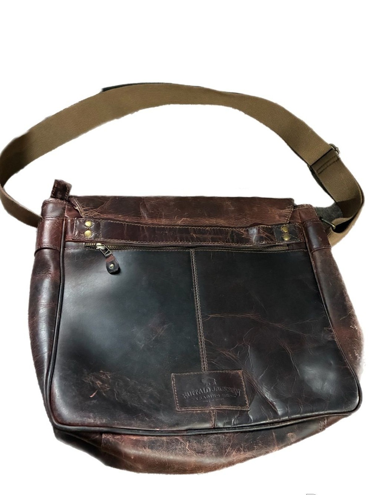 ROOSEVELT Buffalo Jackson Leather Satchel Messenger Bag Full Grain Distressed