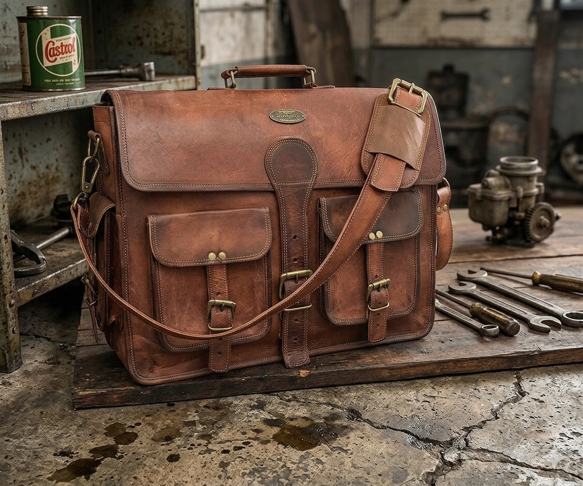 Handmade Men’s Genuine Leather Vintage Laptop Messenger Briefcase Bag Satchel