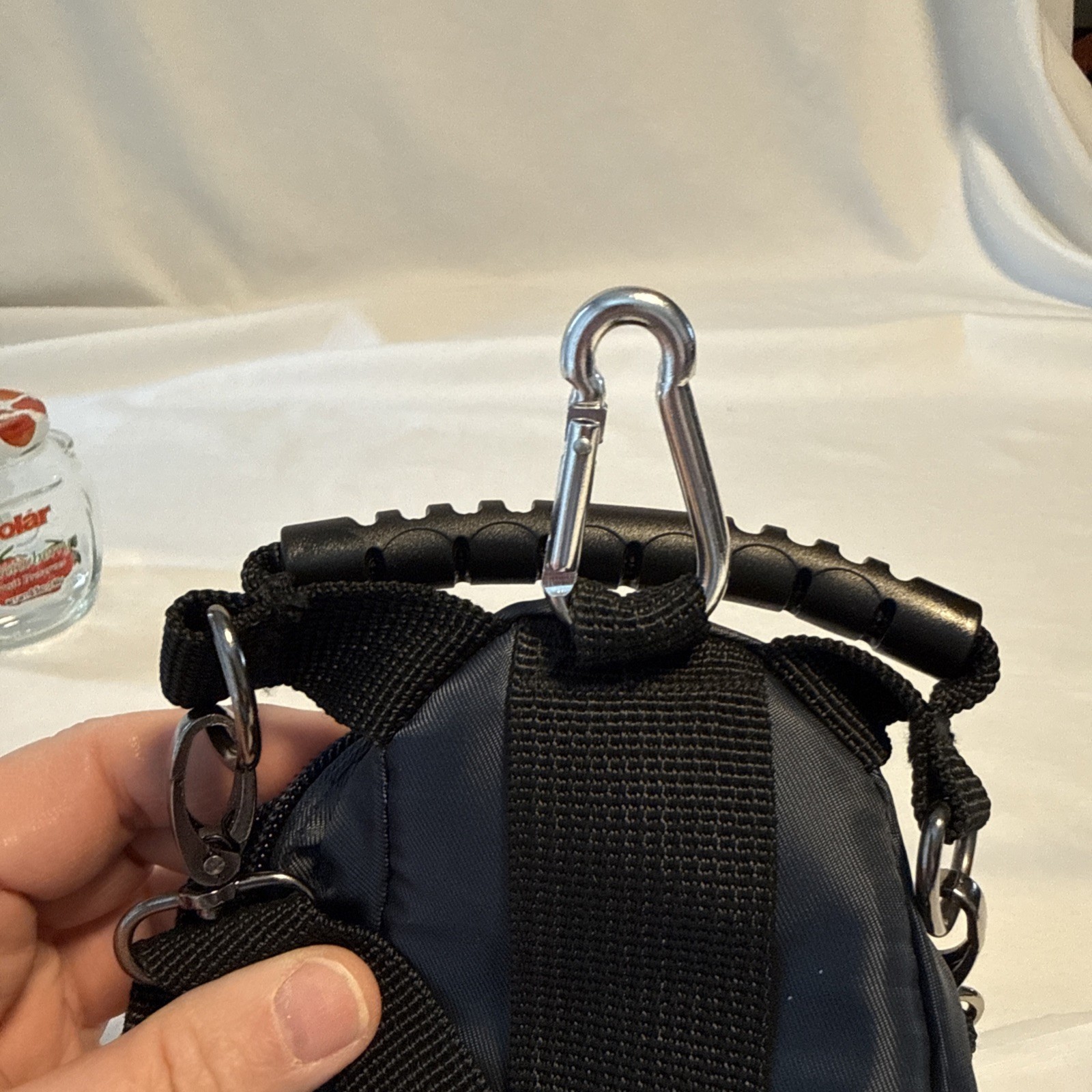 Universal Studios Navy Blue Mini Day Pack 7 X 5” Handle & Strap D Clip