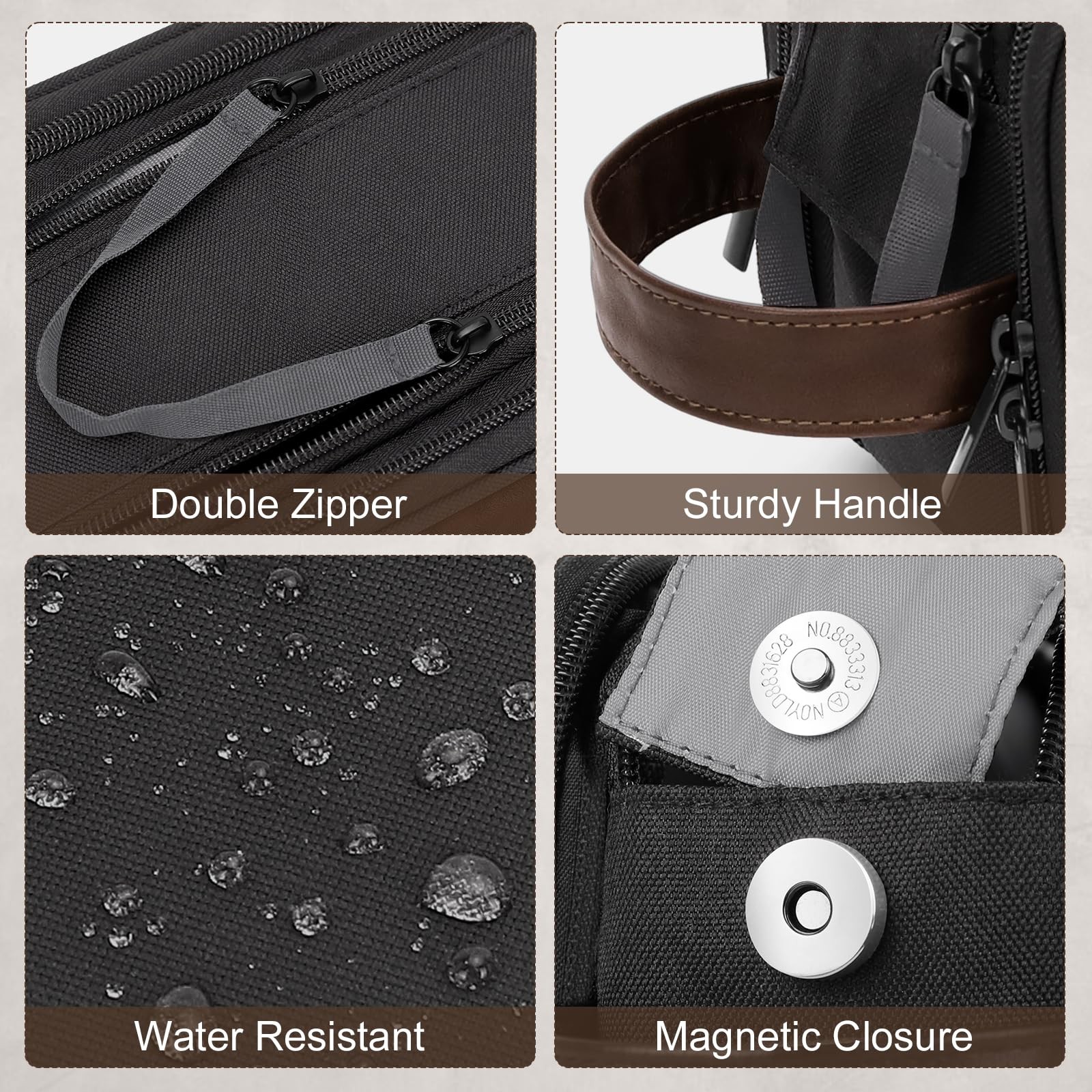 Wedama Toiletry Bag for Men, Medium Hanging Travel Bag, Medium, Grey
