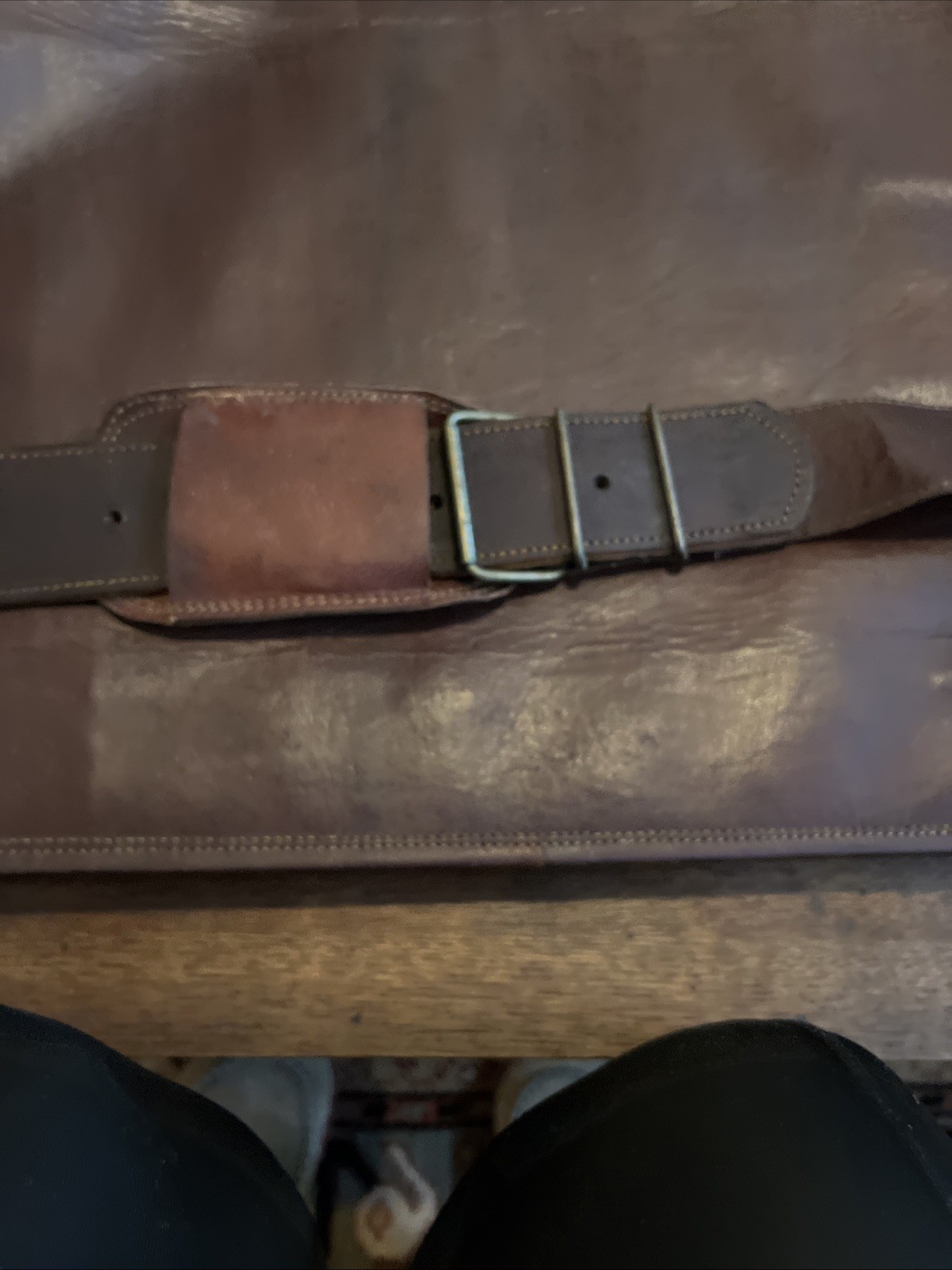 Large Leather Linen Lined Messenger Bag Laptop Brief Case Shoulder Bag Brown