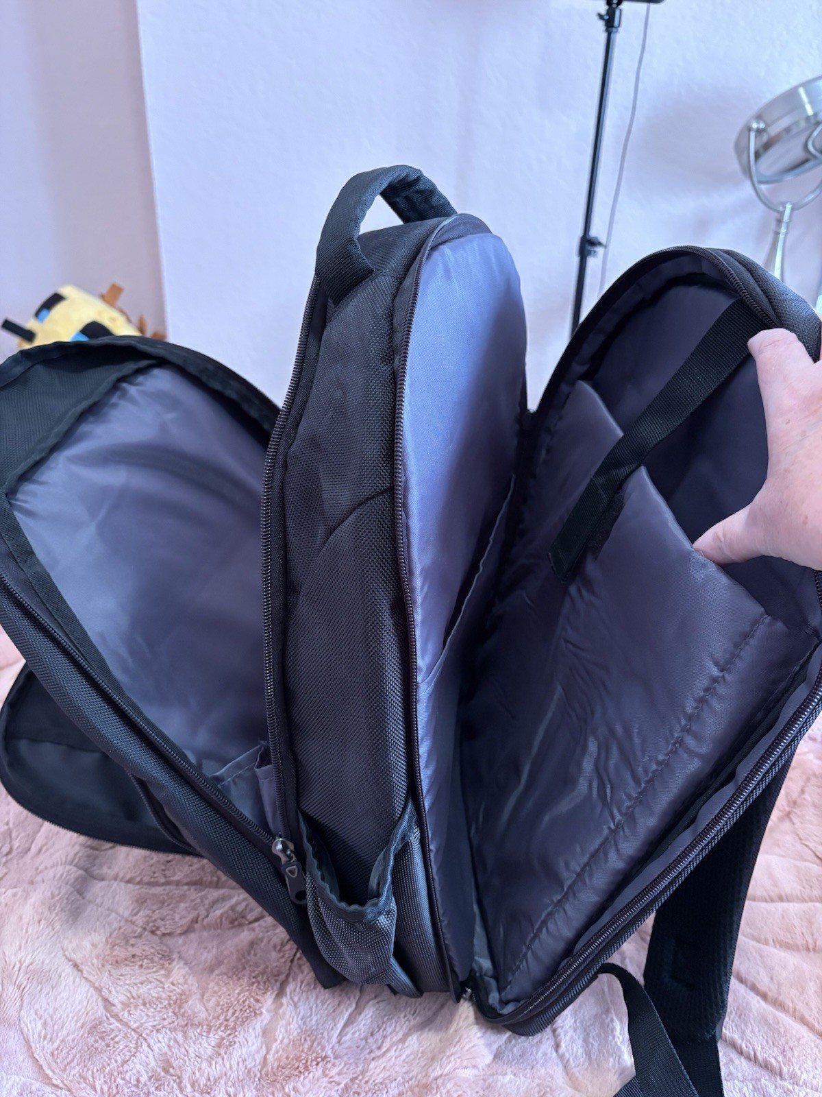 Port Authority Commuter Backpack In Black & Grey with Multiple Pockets