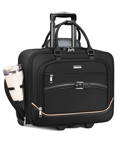 Rolling Laptop Bag, 17.3 In Rolling Briefcase for Men Women with Accordion