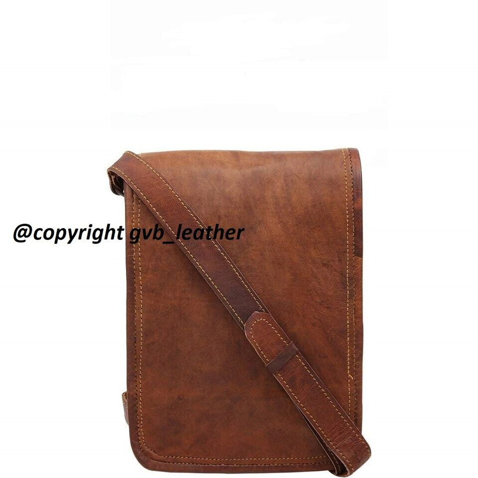 13″ Men’s Real Vertical Leather Messenger Shoulder Laptop Satchel Handmade Bag