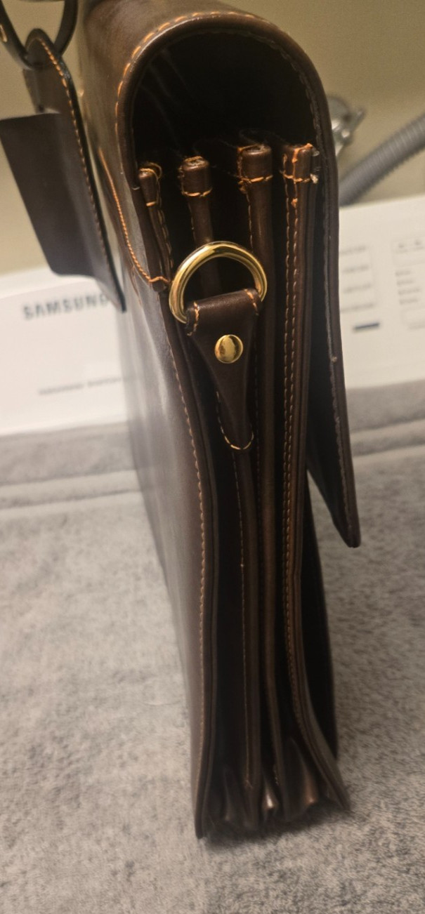 Brown Leather Laptop Briefcase With Key Made In China New