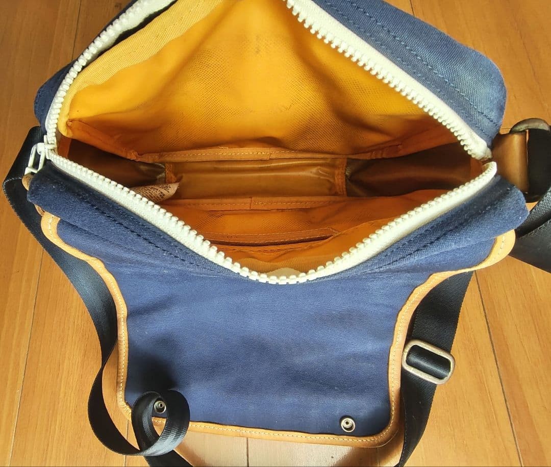 Masterpiece Sunbrella Messenger Shoulder Bag Fabric Black Orange Trim