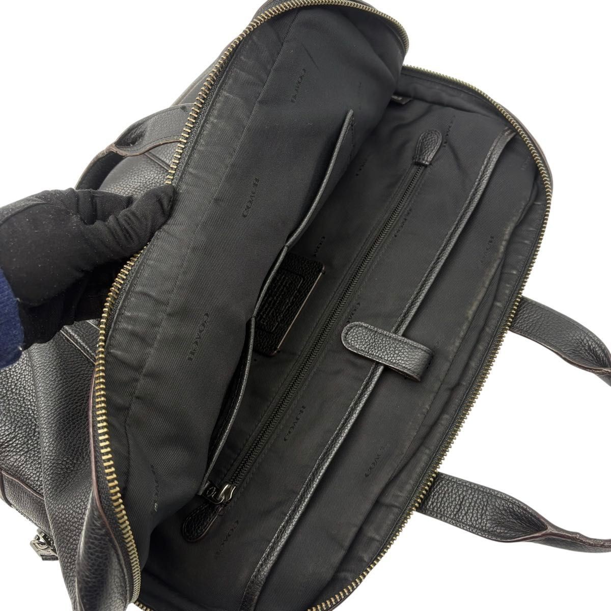 COACH Metropolitan Briefcase Black Leather Men Business Handbag 72318