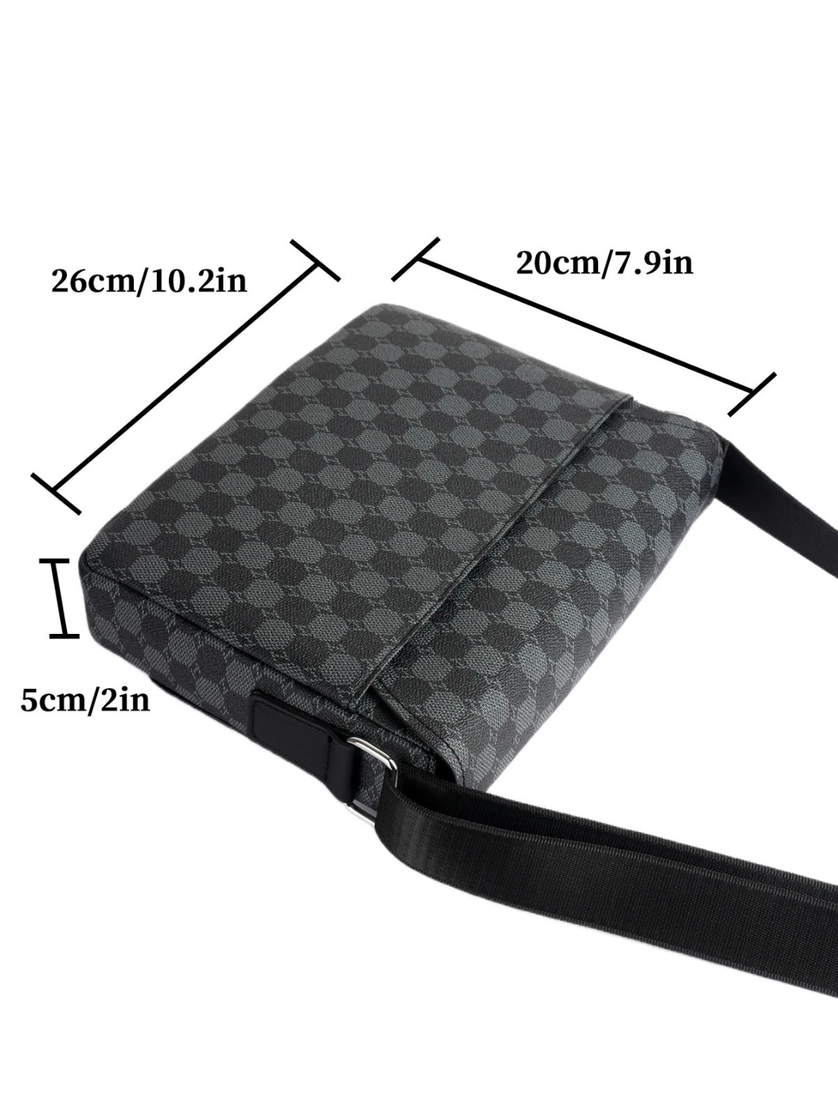 Men’s Shoulder Bag Crossbody Large Capacity Plaid Business Casual Briefcase Bag