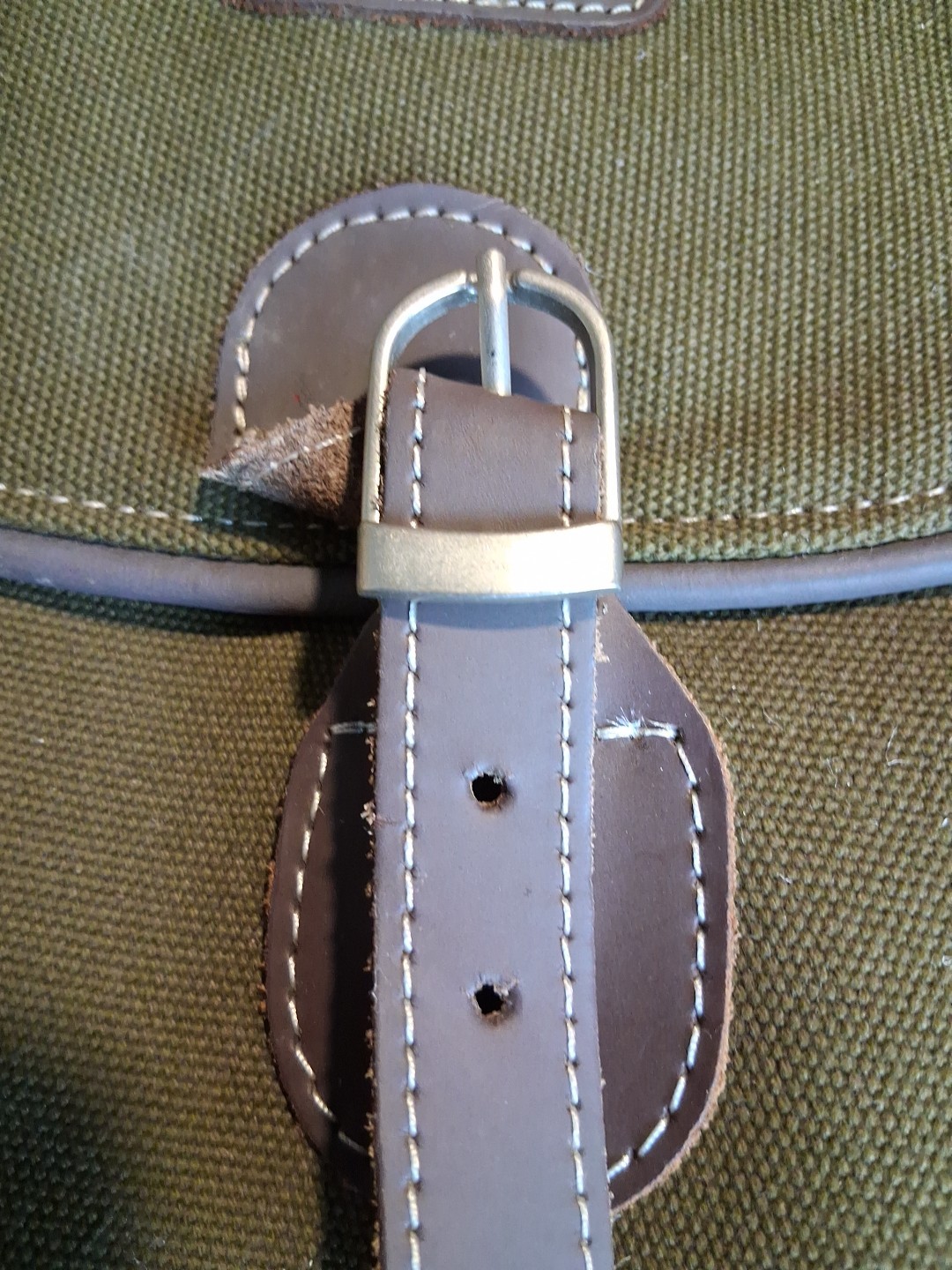 &BEYOND Bag Notebook Leather Cotton Canvas Green Brown Leather Strap Travel