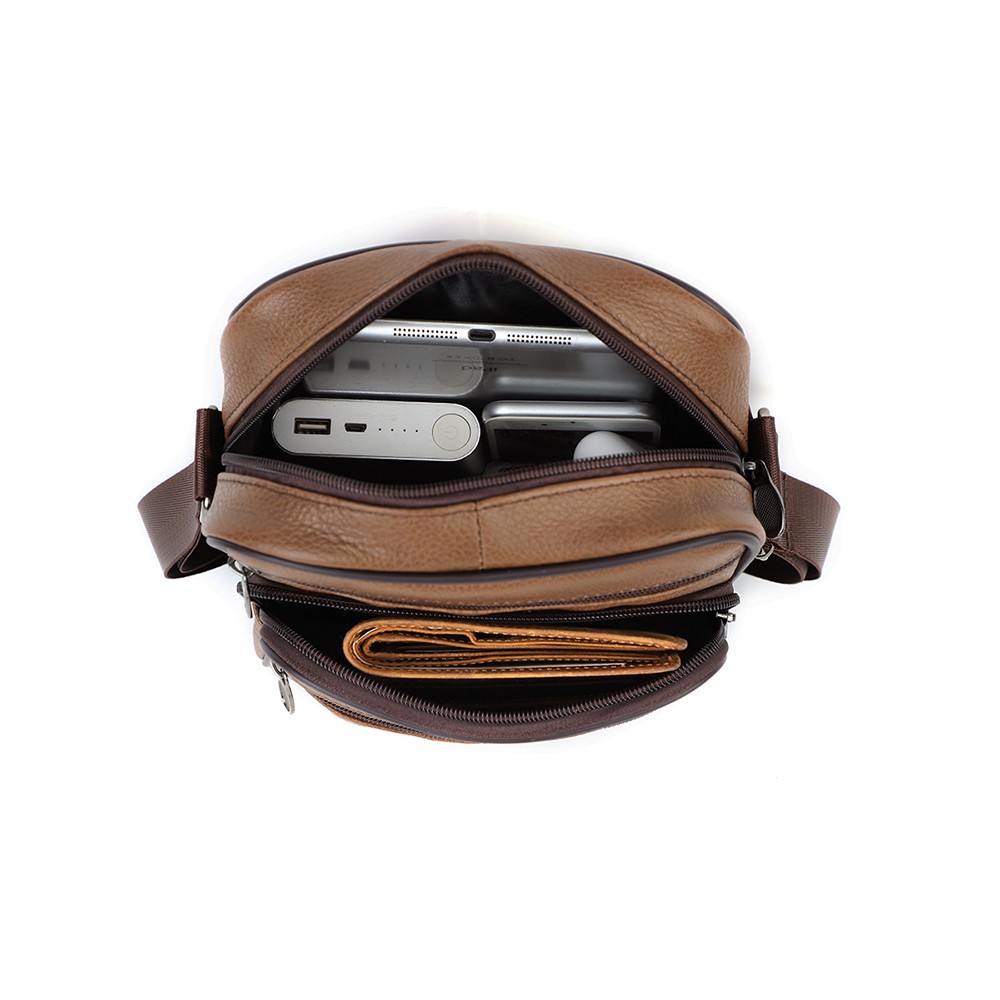 Men’s Vintage Genuine Leather Crossbody Sling Bag Retro Shoulder Messenger Bag