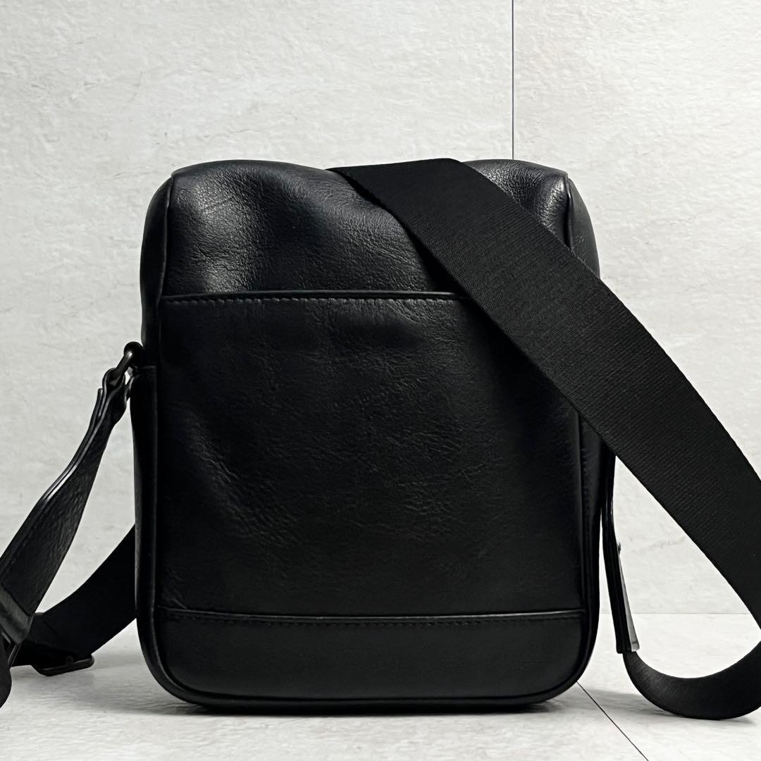 Dunhill Bordon Shoulder Bag Leather Black Crossbody Bag 22x18x5cm Excellent