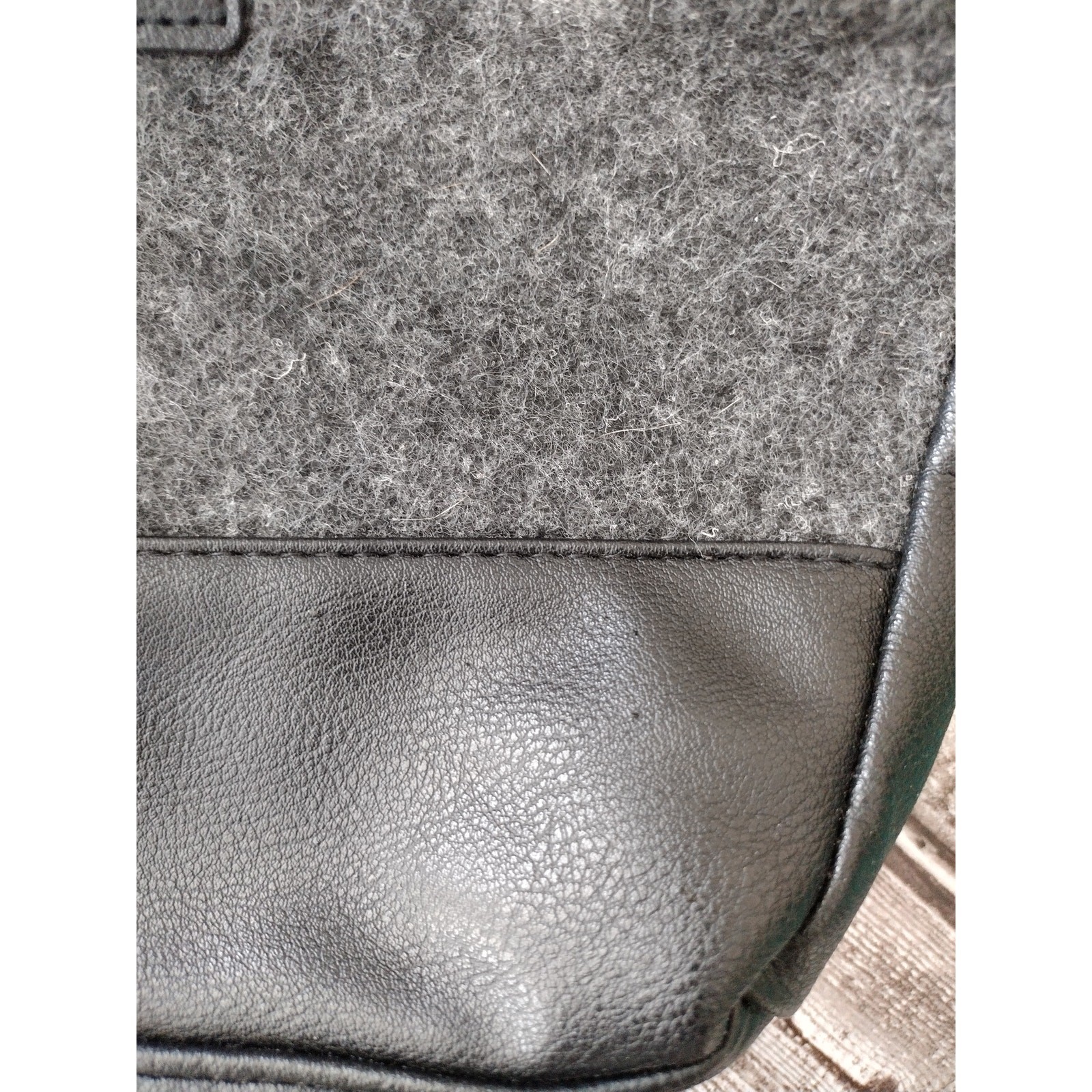John Varvatos Black & Gray Faux Wool & Leather Toiletry Bag Travel Vacation