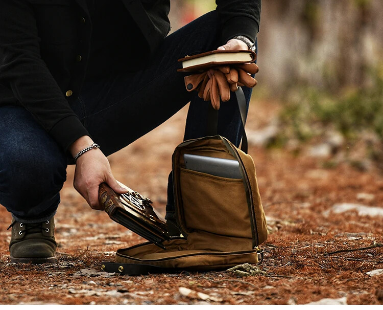 Oil Waxed Canvas Small Briefcase Size 31*22*7cm Casual Handheld Bag
