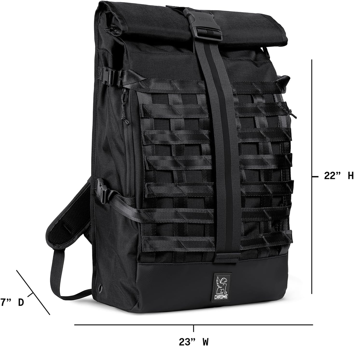 Industries Barrage 34L Black Roll-Top Backpack – Water Resistant Bag for Work, S