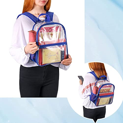 Clear Mini Backpack Stadium Approved, Water proof Transparent Backpack for Blue